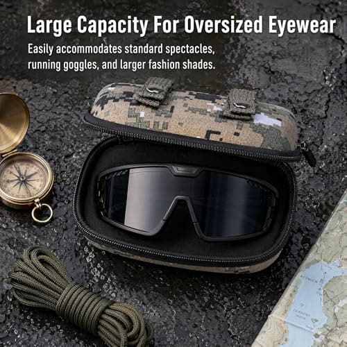 Beavorty Hard Sunglasses Case Tactical Glasses Pouch Camouflage Hardshell Eyeglasses Storage Box with Belt Loops Zipper Protective Eyewear Protector for Men Outdoor Hiking Cycling — view 3