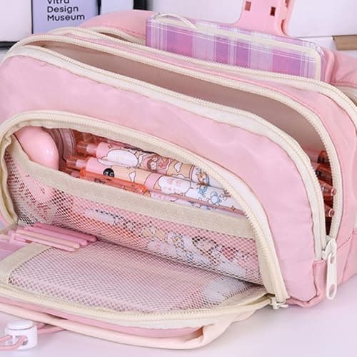 Pencil Case Multi-Layer Fabric with Large Capacity for School Supplies, Teens Kids Travel Essentials Multi-Pocket Storage for Students Art Tools — view 5