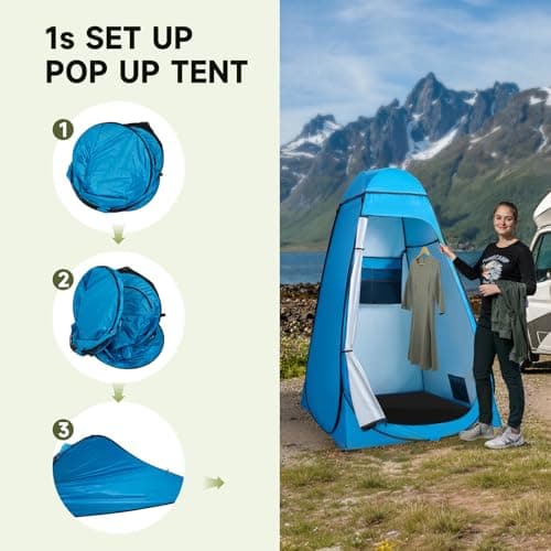 Warmiehomy Pop Up Toilet Tent, Instant Portable Shower Privacy Tent, Blue — view 3