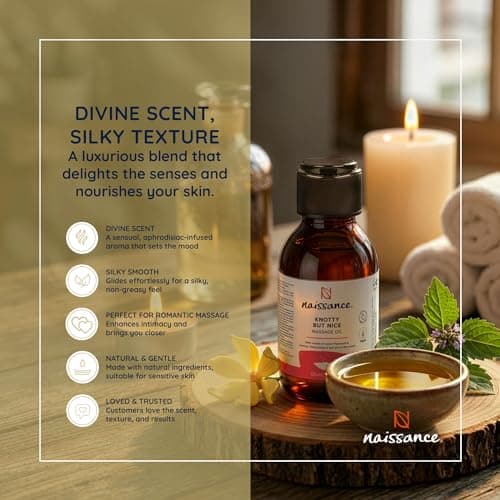 Naissance 'Knotty But Nice' Massage Oil 100ml, 100% Blend of Grapeseed with Ylang Ylang, Patchouli, Clary Sage, Orange, Grapefruit, Frankincense, Black Pepper Essential Oils — view 6