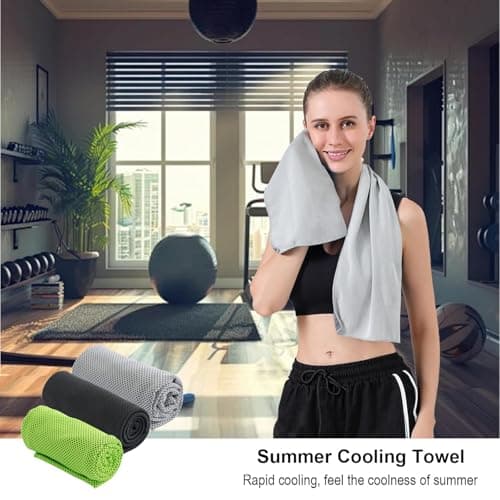Gym Towels, 3 Pack Cooling Towel Soft Microfiber with Portable Silicone Sleeves, Breathable Instant Towels, Microfiber Soft Quick Dry Gym Towel for Sport Camping Swim Fitness(30 x 90cm, 3 Colors) — view 5