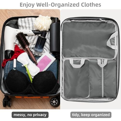 Compression Packing Cubes, Travel Storage Bag, Suitcase Organizer Bags, Carry On Luggage (Grey, Set of 7) — view 6