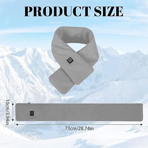 Heated Scarf,Winter Electric Heated Neck Scarf,USB Charging Heating Scarf with 3 Heating Levels,Neck Heating Pad for Pain Relief Thermal Neckerchief,Winter Gift for Men Women Outdoor Skiing(Grey) — view 2