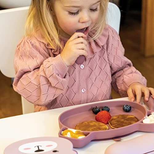 TUM TUM Silicone Baby Cutlery with Travel Case - Baby Spoon & Fork Set - Designed with Feeding Specialist - Baby Led Weaning Utensils - Dishwasher, Steriliser Friendly - BPA Free - 6m+, Pink — view 5