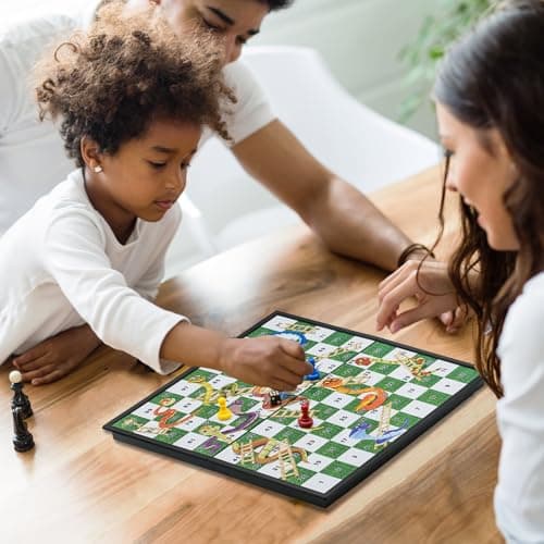 KOKOSUN Snakes and Ladders Board Game Set -32 Centimeters, Magnetic Folding Travel Board Game for Kids — view 6