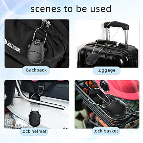 NBYT Luggage Locks Wire Combination Lock Cable Retractable for Multiple Travel Cases, Cycling Helmets Adjustable Cable Lock with Scratch-Resistant Ideal for Strollers, Playground Sports Bags — view 5