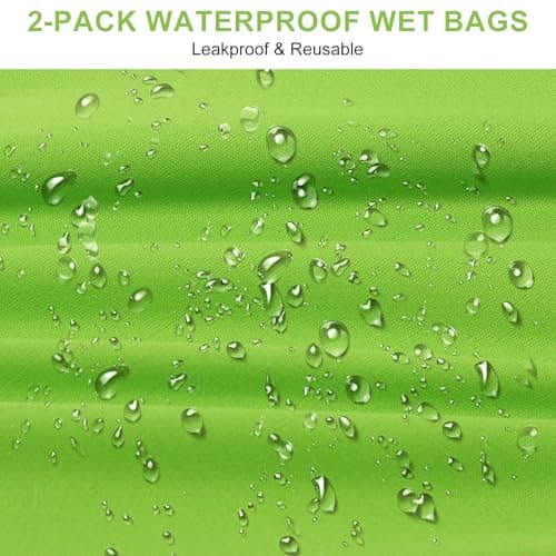 ADUDVLO 2-Pack Waterproof Wet Bags for Swimming | Leakproof Travel Laundry Pouch with Durable Zipper | Reusable & Washable for Swimwear, Beach, Diapers & Baby Changing (Purple+Green) — view 4