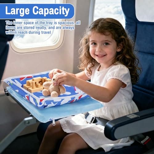 Anihet Kids Tray Table Cover, Foldable Airplane Travel Tray Cover with Clear Pocket, Universal Airplane Must Haves Travel Essential for Plane, Train, High Chair(Plane) — view 6