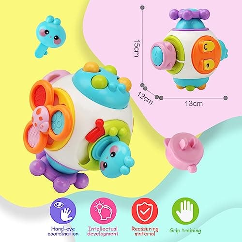 LEADSTAR Montessori Busy Cube Toys for Kids,Sensory Activity Board Travel Toy for Toddlers 1-3 Years Old,Fidget Cube Toy Educational Preschool Learning Toys for Babies 18-36 Months (A) — view 3