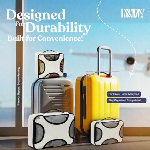 LUGGIX Packing Cubes for Travel, 6 Piece Suitcase Organiser Bags Set with Breathable Mesh, Lightweight Travel Packing Cubes for Suitcases, Beige — view 5