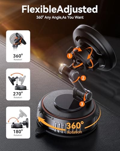 Miracase for MagSafe Car Mount [3600gf Strong Magnet & 89+LBS Suction Base] Magnetic Phone Holder for Cars, 360° Rotatable Dashboard & Windscreen Phone Holder with Adhesive Suction Cup for iPhone17-12 — view 5