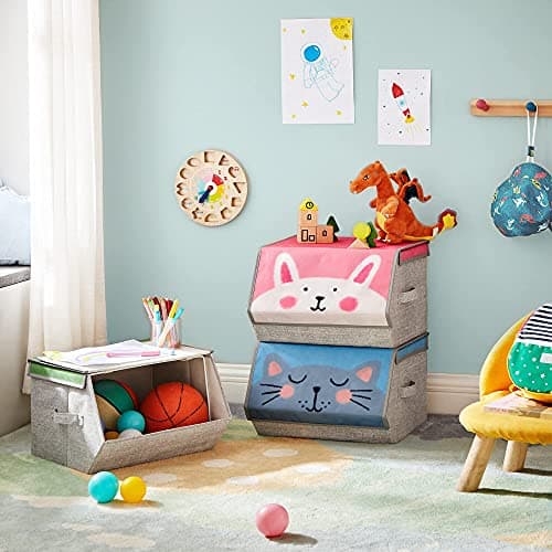 SONGMICS Kids Storage Organisers, Set of 3, Stackable Toy Boxes — view 3
