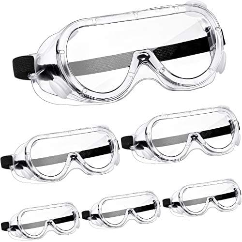 Frienda 6 Pack Safety Goggles for Work Protective Vent Safety Glasses Anti-fog Chemical Splash Resistant Goggle Clear Adjustable Goggles for Home Lab Workplace Eye Protection
