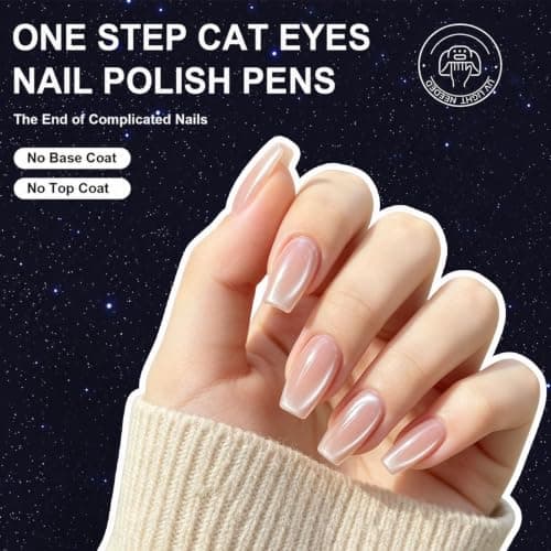 Cat Eye Gel Pen, No Base/Top Need, Snap-On Magnet, Sheer Pink Glass Glitter — view 4