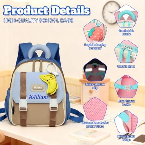 Personalised Toddler Backpack with Chest Buckle, Kids Backpack, Pink — view 4