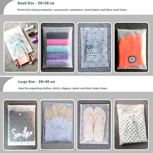 Resealable Ziplock Bags, 30PCS Travel Storage Bags,Clear Bag & Frosted Zip lock Seal Clothes Bags Hospital Waterproof Luggage Organiser for Clothes Shoes Cosmetics (30 piece) — view 5