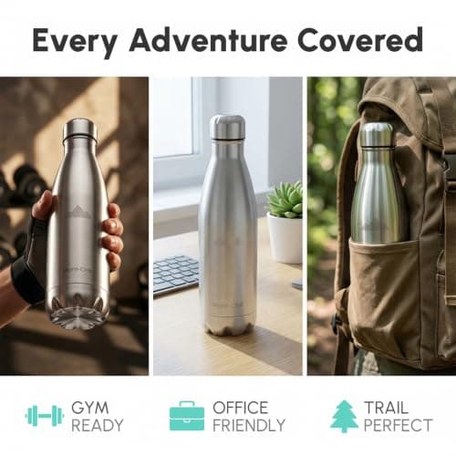 Insulated Stainless Steel Water Bottle 1 L Leakproof BPA Free — view 6