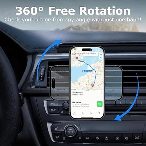 Car Phone Holder for Renault Scenic III (5-seats) 2011 2012 2013 2014 2015, Universal Accessories Magnetic Air Vent Mount with 360° Rotation and 5 Strong Magnets,Gold — view 2