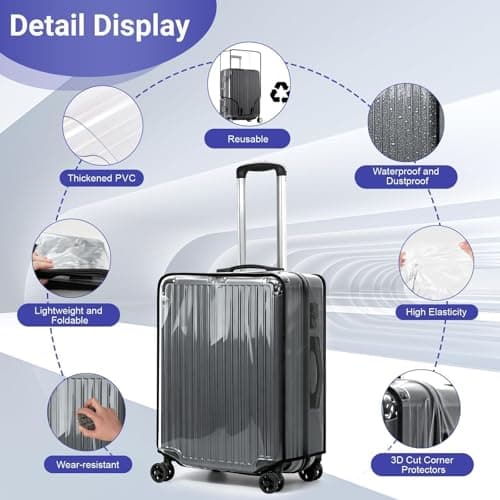 30 Inch Suitcase Cover Clear Luggage Cover with Secure Strap & Luggage Tag — view 3