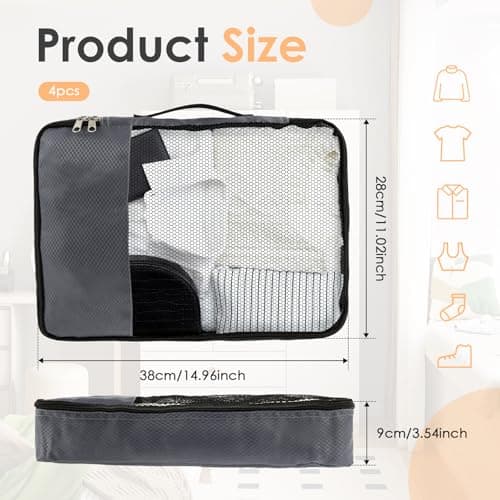 HAIJED 4 PCS Packing Cubes, Oxford Fabric Luggage Organisers for Suitcase, Travel Organiser Bags with Double Zipper Mesh Top, Travel Storage Bag for Clothes Shoes Toiletries — view 2