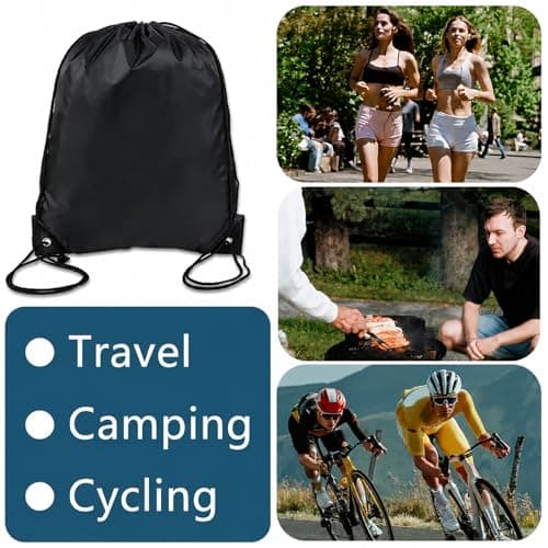 Vexorlian 3‑Pack Black Waterproof Drawstring Gym Bags – Sports Cinch Sack Backpack for Outdoor, Gym, Travel & Swimming — view 6