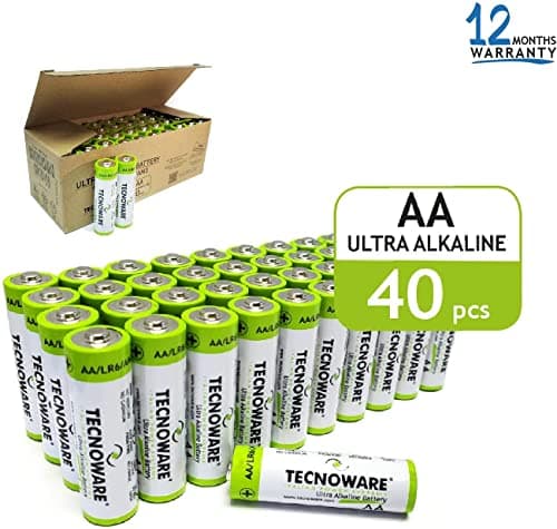 Tecnoware Power Systems - 40 AA Ultra Alkaline Batteries, 1,5V, Long-Lasting Energy, Safe Nylon Closure, Versatile for Toys & Controllers, Eco-Friendly Packaging, White, AA, Pack of 40 — view 2