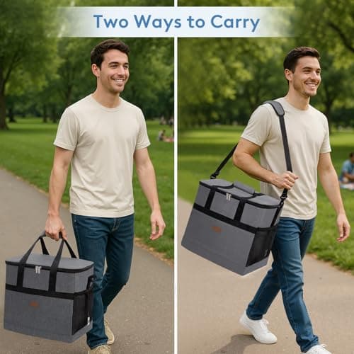 Lifewit Cooler Bag 60 Cans Collapsible and Insulated Large Lunch Bag Leakproof Soft Cooler Portable for Camping/BBQ/Family Outdoor Activities, Grey — view 6