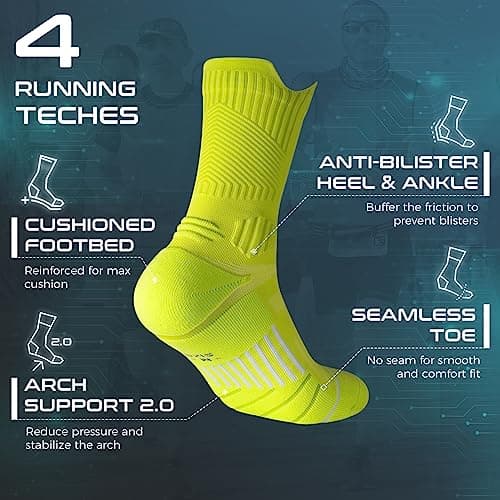 Rahhint Coolmax 3 Pack Compression Running Socks Men Women Anti Blister Socks Walking Socks with TAB Design, Compression Zone, Venting Mesh Network and Arch Support，Multicolour 3-5 — view 5
