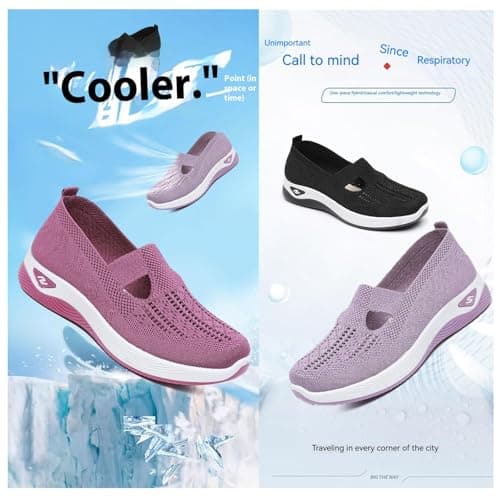 Women's Comfort Walking Shoes, Woven Lightweight Breathable Orthopedic Sneakers with Soft Sole, Arch Support and Stretch Fit Green — view 4