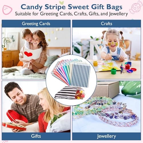 Bag It Plastics Candy Stripe Paper Sweet Bags | Gold | 5" x 7" / 125x175mm | Pack of 100 | Multipurpose Use for Sweets, Popcorn, Wedding Favours, Pick and Mix & Cookies! — view 6