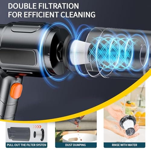 Handheld Vacuum Cleaner Cordless, 50000PA Powerful Car Hoover with Suction & Blow Function – Dual Battery (24 Mins Runtime) Ultra-long Battery Life,Lightweight & Portable Car Cleaner for Car/Home/Pet — view 5