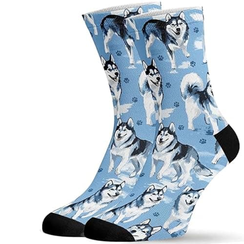 Stylish Unisex Printed Over The Knee For Casual Everyday Wear Fashion Crew Length Stockings With Patterns (Sky Blue One Size)