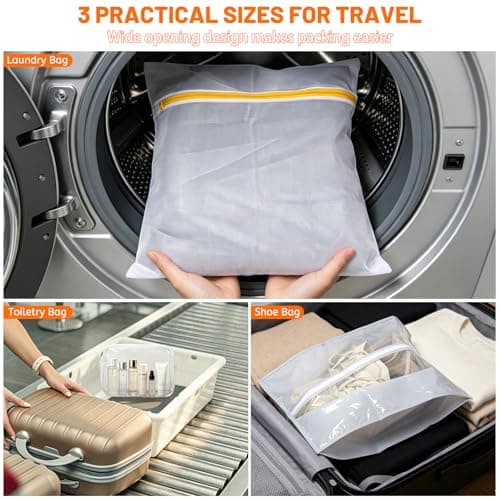 FANGCCC Vacuum Bags for Travel with Rechargeable Electric Pump, 16 Piece Suitcase Packing Set with 12 Reusable Vacuum Storage Bags, Shoe Bag, Laundry Bag and Toiletry Bag — view 4
