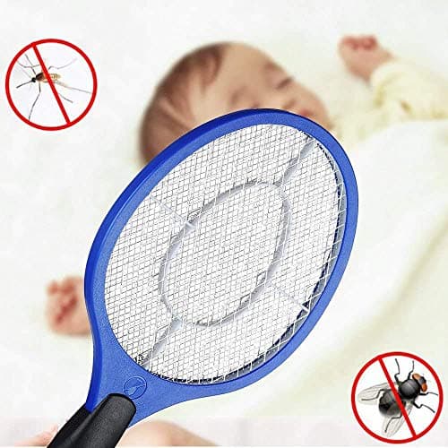 Electric Fly Swatter, Bug Zapper Racket, Battery Powered Mosquito Swatter for Indoor Outdoor Use, Handheld Fly Killer with 3-Layer Safety Mesh, Portable Insect Swatter for Camping Garden Travel(Blue) — view 2