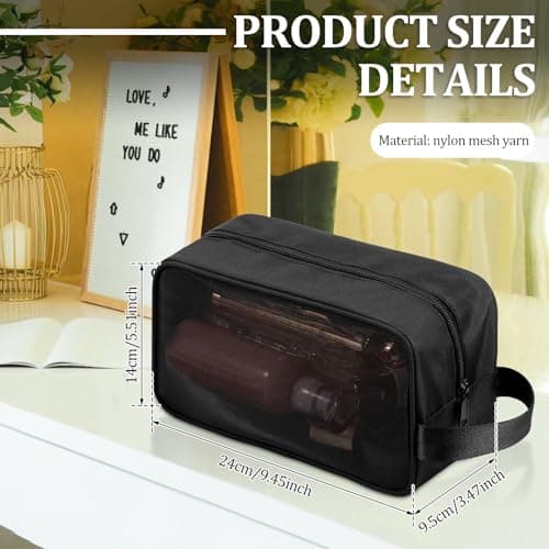 Mesh Shower Caddy Bag, Portable Travel Mesh Toiletry Bag with Zipper, Quick Dry Toiletry Organizer Tote for Women Men Gym Travel Camping College Dorm Room Bathroom — view 2