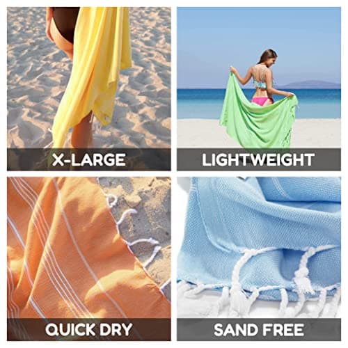 KZY LONDON Beach Towel - Large Turkish Beach Towels for Camping, Swimming, Bath, Gym, Picnic - Quick Dry, Super Absorbent, Lightweight, Compact Cotton Hammam Towels for Adults, Men, Kids (Beige) — view 4