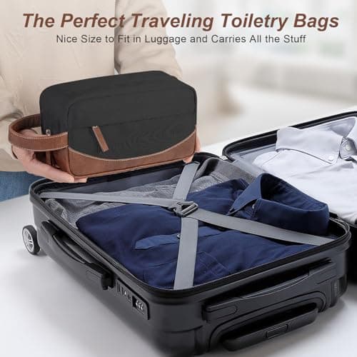 Ezday Travel Toiletry Bag for Men, Hanging Toiletry Organizer, Water Resistant Shaving Kit with Large Capacity for Travel Accessories (Black, Large) — view 6
