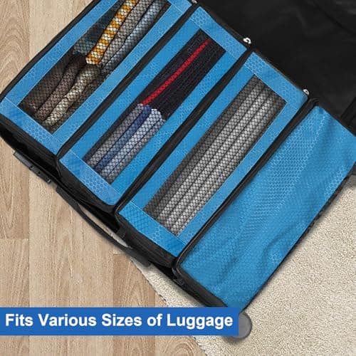 Olosar Suitcase Organizer, Travel Luggage Organizer Portable Hanging Travel Shelves Collapsible Hanging Packing Cubes for Carry on Suitcase, Blue -M — view 2