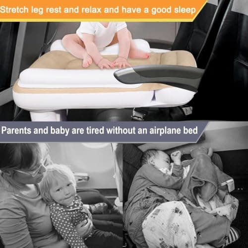 JANTEELGO Airplane Bed for Toddlers Baby Travel Essentials (No Pump) Portable Inflatable Beds Kids to Lie Down and Rest - Plane Bed for Kids Fits Most Seats for Flight, Car — view 2