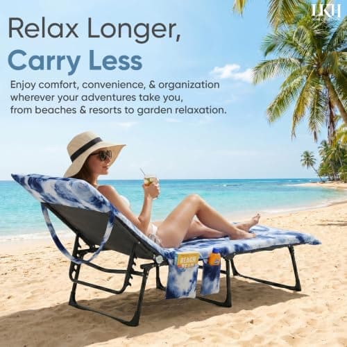 LKH Sun Lounger Towels with Pockets & Shoulder Strap - 210x75CM Microfibre Beach Towel for Recliner - Quick Dry Beach Sun Lounger Towel for Sunbed & Pool Chairs, Garden & Outdoor Relaxation — view 4