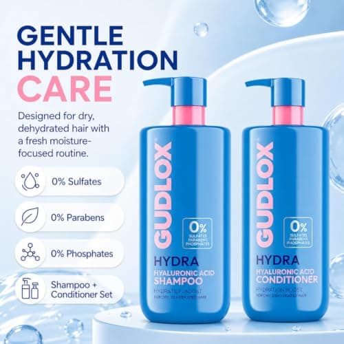 Hydra Hyaluronic Acid Sulphate-Free Moisturising Shampoo & Conditioner Set – Daily Hydration for Dry, Dehydrated Hair (2 x 400ml) — view 3