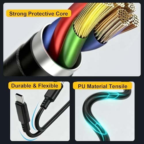 3 PCS Coiled USB C Cable, Retractable Charging Cable for Car, USB to C Cable Compatible with Samsung Galaxy S25 S24 S23 Google Pixel 10 9 8 — view 3