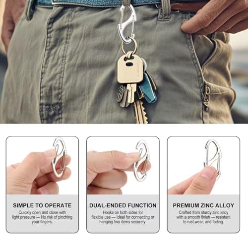 8 Pcs Anti-Theft Zipper Clips, Mini Double-Sided S Carabiner Locks, Small Metal Zipper Pull Hooks Prevent Accidental Opening, Durable Security Accessories for Luggage & Backpacks — view 5