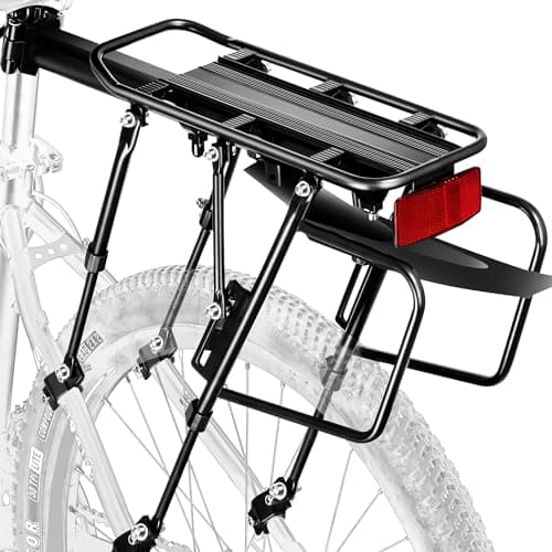 YONTUO Rear Bike Rack,100KG Capacity Solid Bearings Bike Cargo Rack w/Fender & Large Size Reflective,Quick Release Mountain Road Bicycle Rear Racks,Universal Bike Luggage Touring Carrier Rack,BCR06-EU
