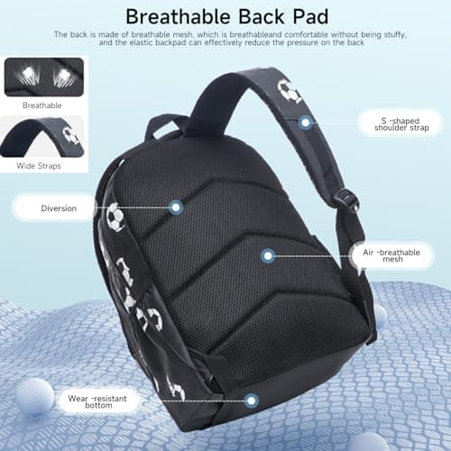 Kids Football School Backpack for Boys & Teens, Lightweight Water Resistant — view 5