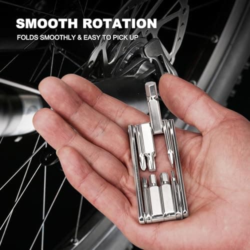 HAUTMEC 9 in 1 Bike Multitool, Mini Bike Repair Tool Kit for Road and Mountain Bikes, Lightweight Stainless Steel Bike Tool with 2/3/4/6mm Inner Hexagon and Phillips Screwdriver Multitool HT0418-BT — view 5