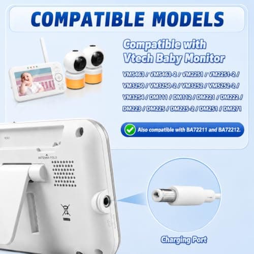 Charger for Vtech Baby Monitor VM5463/5463-2 VM3254/3250/3250-2 DM223/221 — view 3
