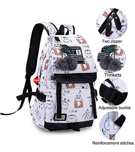 SellerFun Teenage girls' Backpack Middle School Students Bookbag Outdoor Daypack With USB charge Port (1# Black, 20 Liters) — view 5
