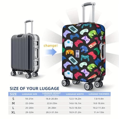 Richugui Interesting and Diverse Game Machines Luggage Cover Elastic Washable Stretch Suitcase Travel Suitcase Protector Anti-Scratch Cover for Kid and Adult,S (18-21 inch suitcase) — view 6