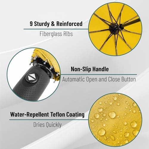 Mr. Pen Windproof Travel Umbrella - Yellow, Automatic, Compact, Rain Umbrella — view 3